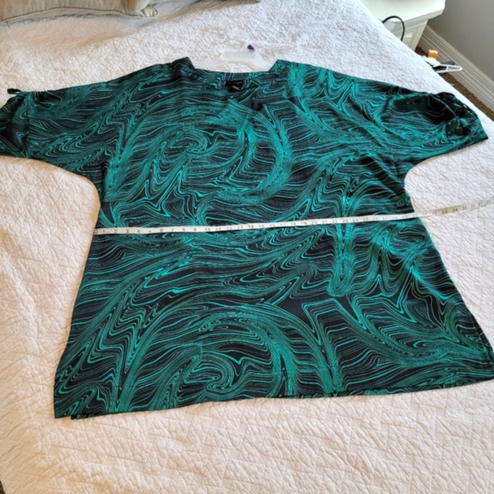 Abstract Mod 60s swirl sleeves cocktail clubbing minidress Sz 26/28 Lane Bryant - Picture 9 of 11
